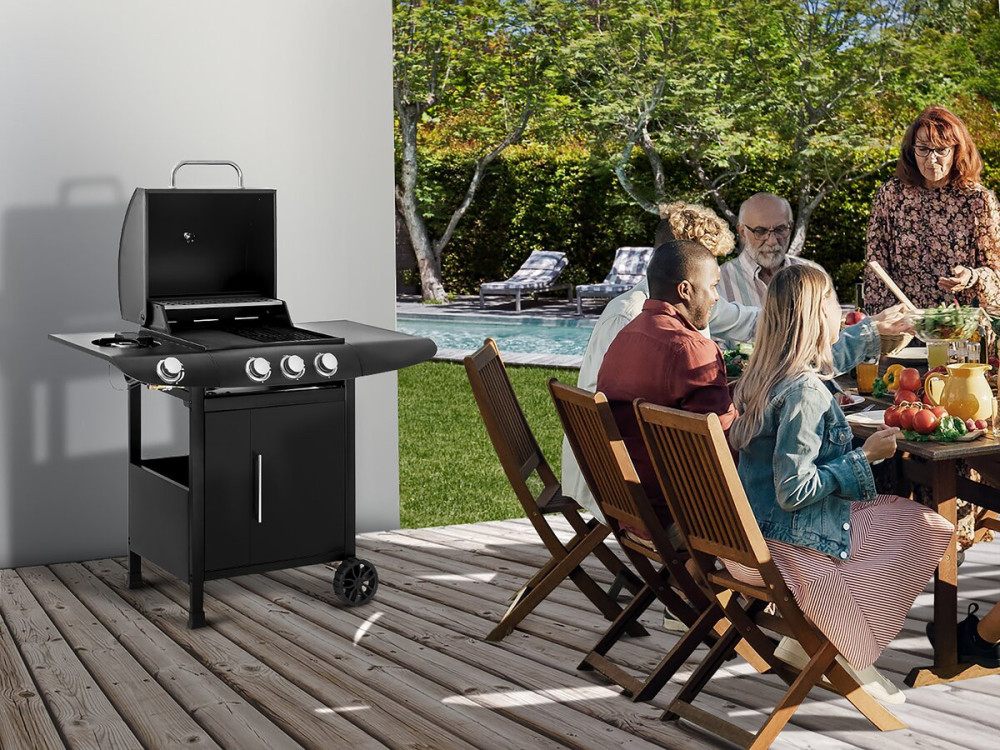 Gas barbecue "Feria 4" - 4 burners including 1 side burner - 11.5 kW - Black