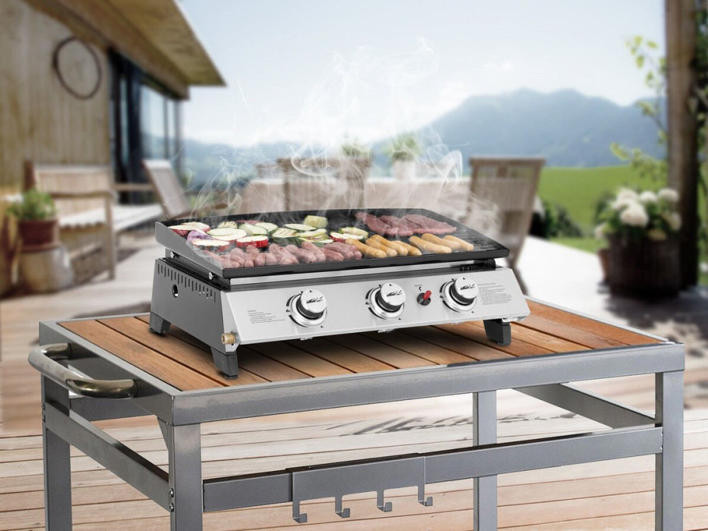 Jolly 3-burner gas plancha - 7.5 Kw - Grey