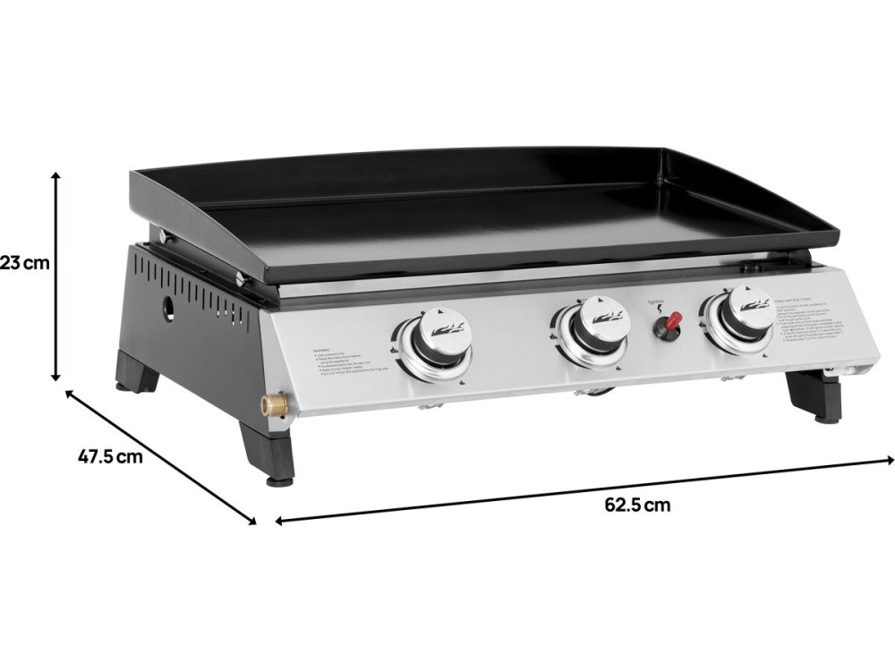 Jolly 3-burner gas plancha - 7.5 Kw - Grey