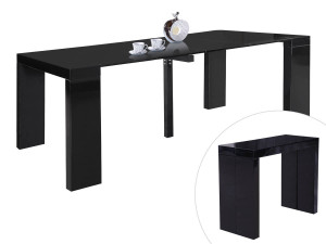 Extendable dining table "Dina" - 200/40 x 94 x 75 cm - Black lacquered