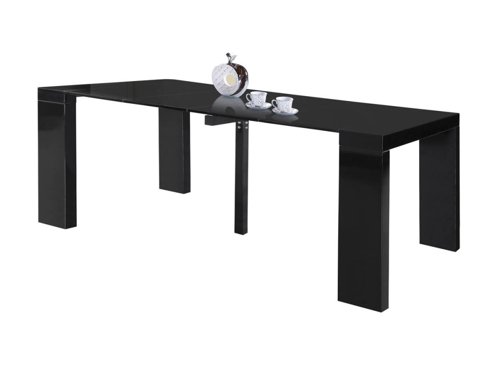 Extendable dining table "Dina" - 200/40 x 94 x 75 cm - Black lacquered