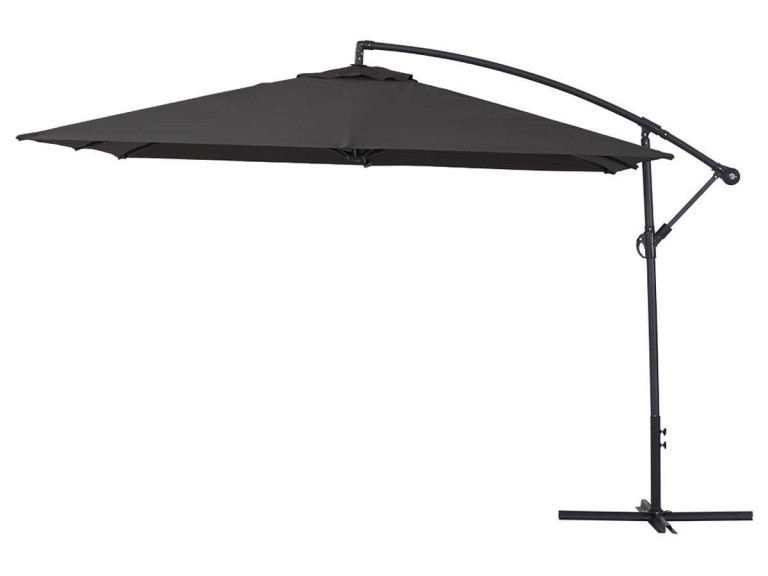 Overhanging Parasol Alu "Ilios 3" - square - 9'10" x 9'10" - Black