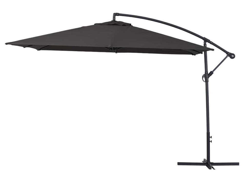Overhanging Parasol Alu "Ilios 3" - square - 9'10" x 9'10" - Black