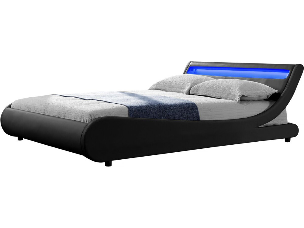 LED bed "Natacha" - 140 x 190 cm - Black