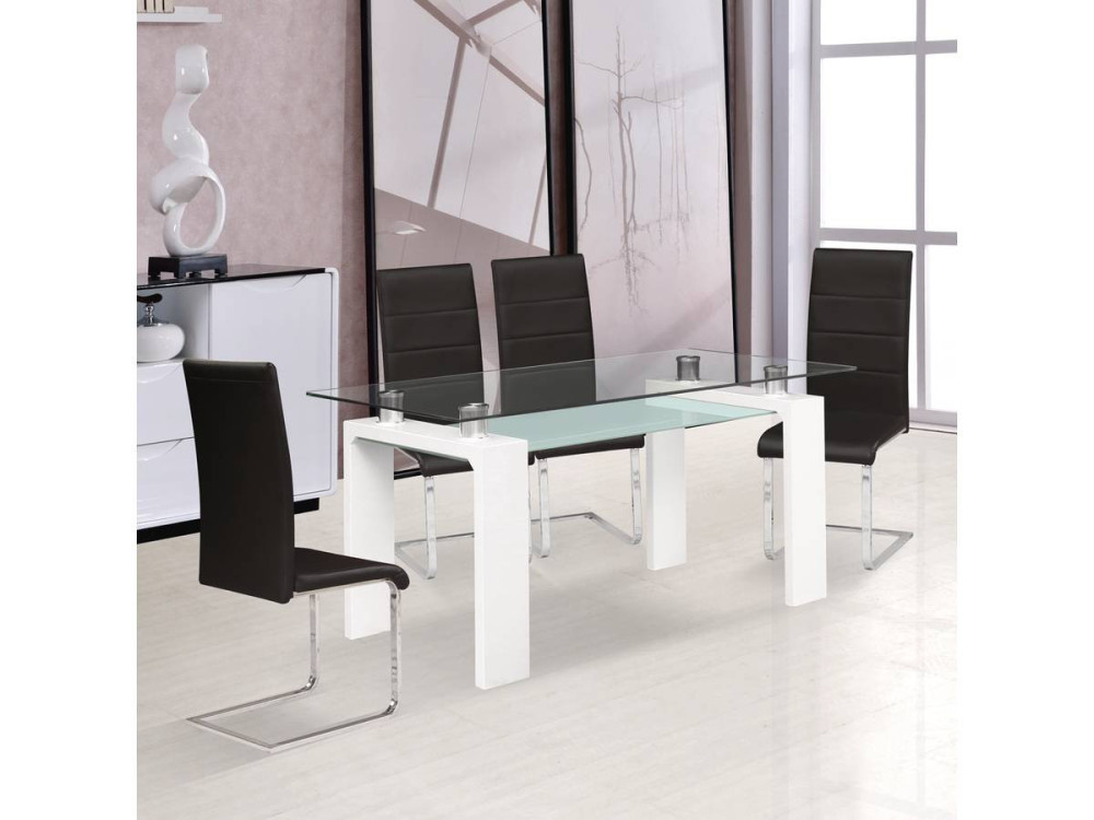 "Eva" dining table - 150 x 80 x 75 cm - Lacquered white