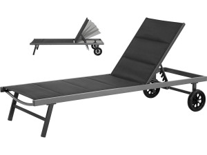 "Bella" Sunbed in textilene and aluminum  - Phoenix - Black