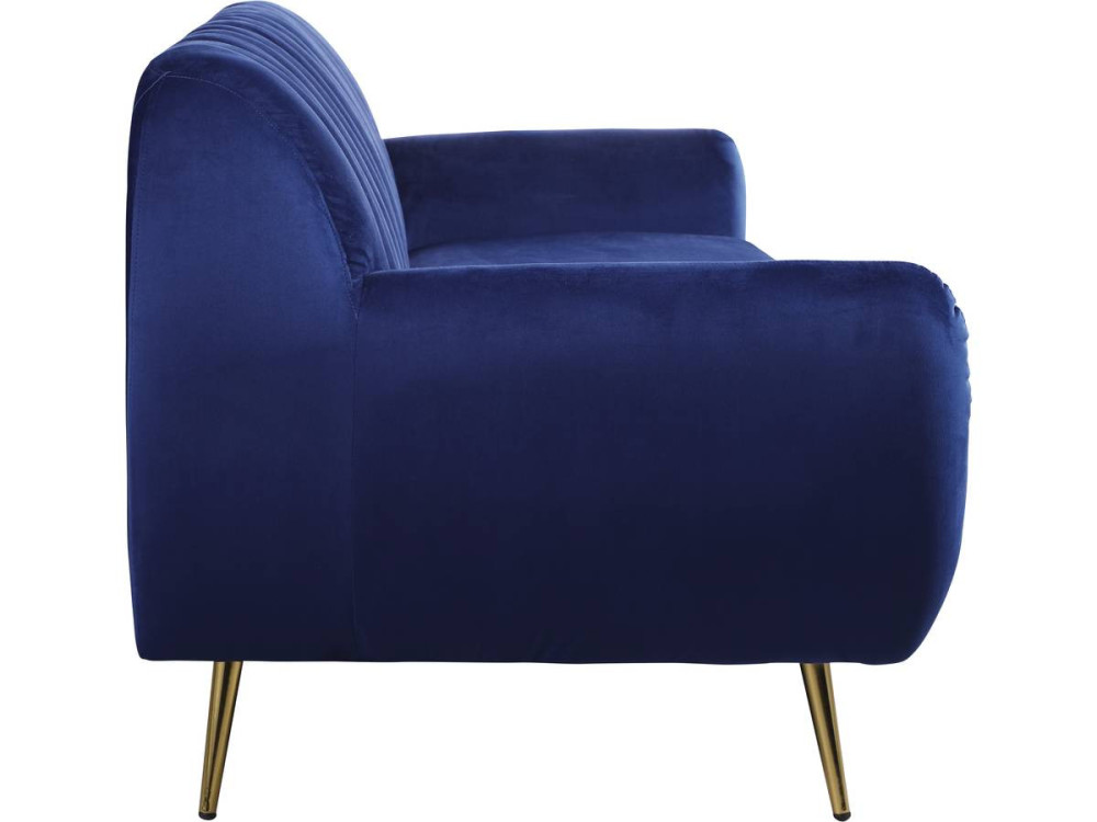 Evans fixed velvet sofa - 195 x 84 x 82 cm - 3 seater - Dark blue
