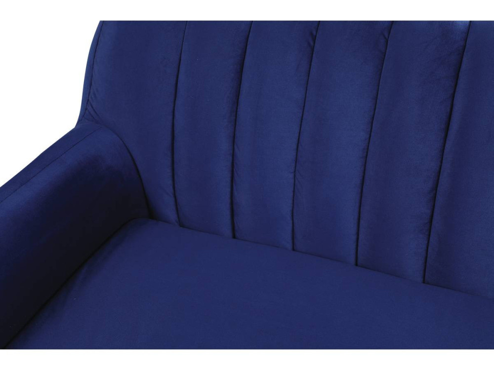 Evans fixed velvet sofa - 195 x 84 x 82 cm - 3 seater - Dark blue