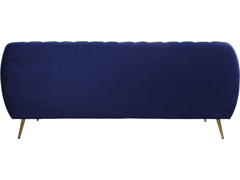 Evans fixed velvet sofa - 195 x 84 x 82 cm - 3 seater - Dark blue