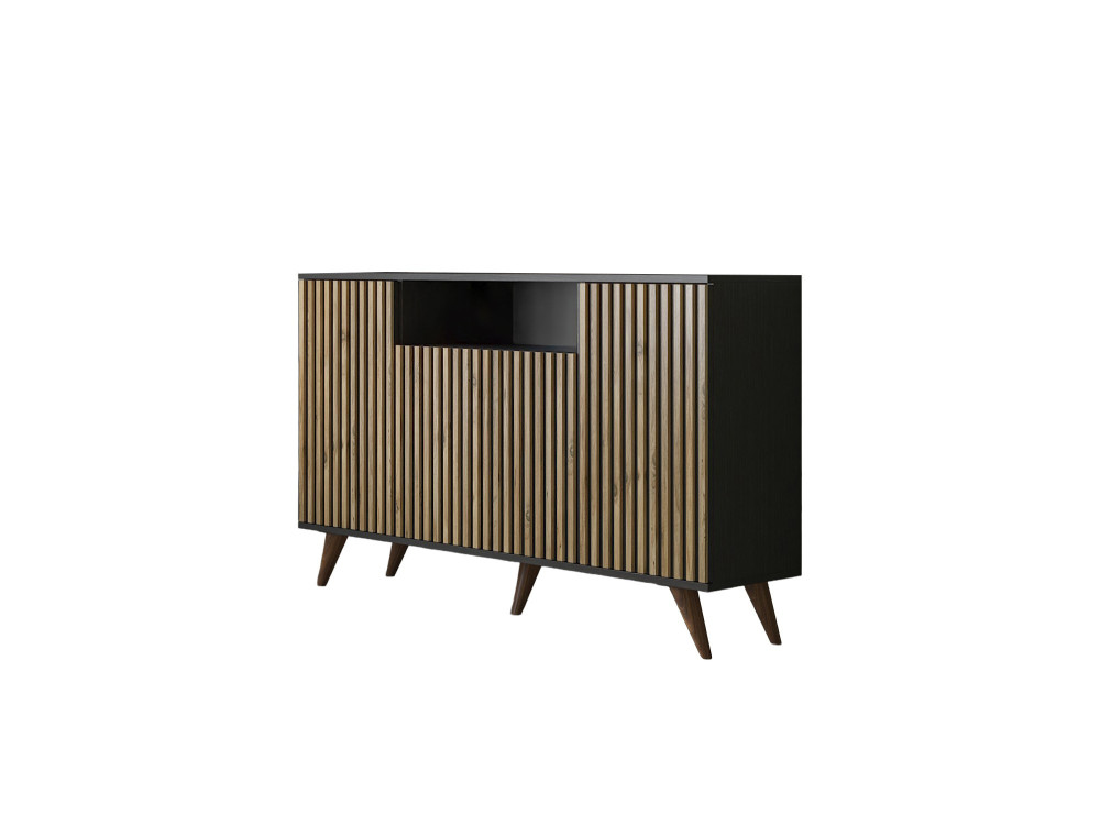 FRN-9004-1" wooden sideboard - 140 x 35 x 91 cm - Wood, Black, Atlantic Pine