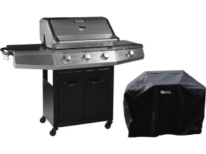 Barbecue gaz "Bingo 4" - 4 burners 1 on the side - 14kW + Protective cover - Black