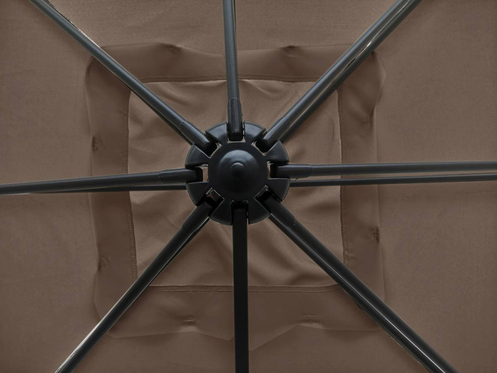 Hanging garden parasol with portable base "Soleil" - Square shape -  2.5 x 2.5 m - Taupe colour + Protection cover