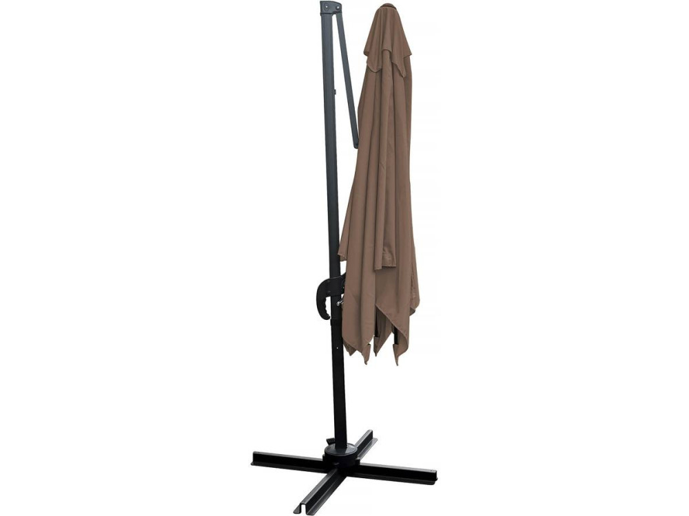 Hanging garden parasol with portable base "Soleil" - Square shape -  2.5 x 2.5 m - Taupe colour + Base stand