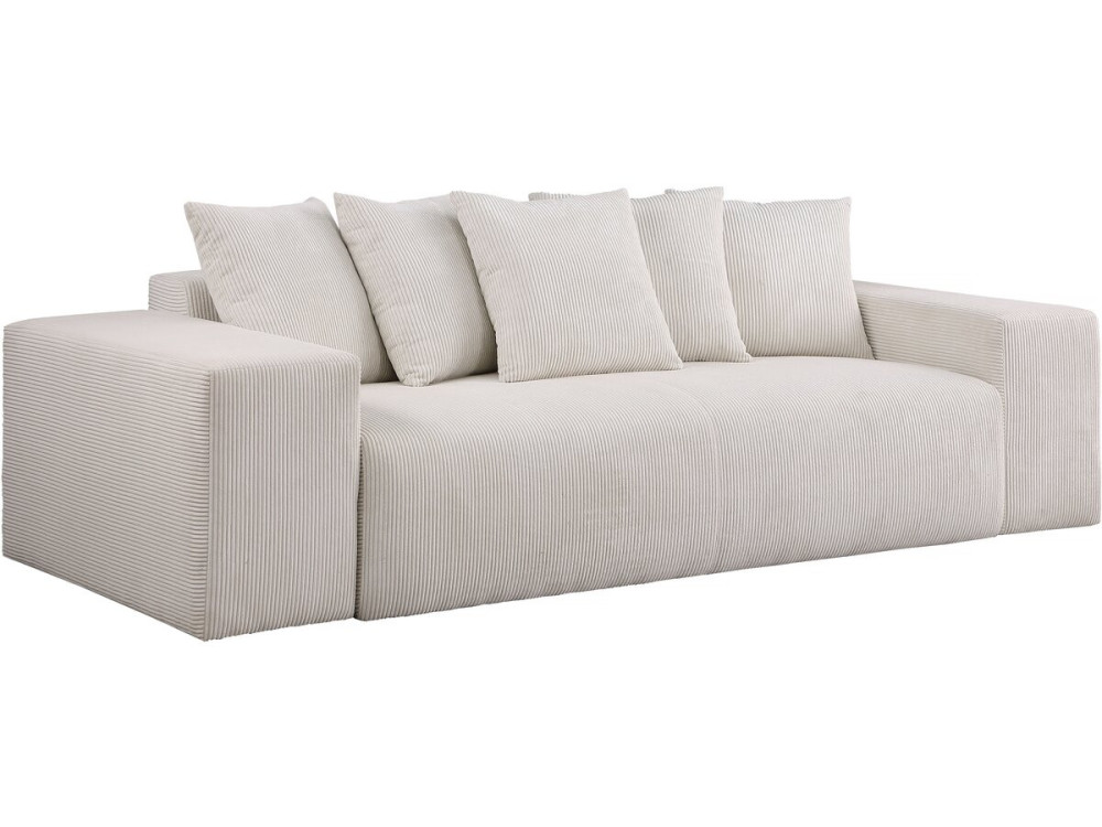 Rivoli 3-seater fixed corduroy sofa - Beige