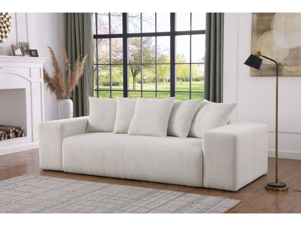 Rivoli 3-seater fixed corduroy sofa - Beige
