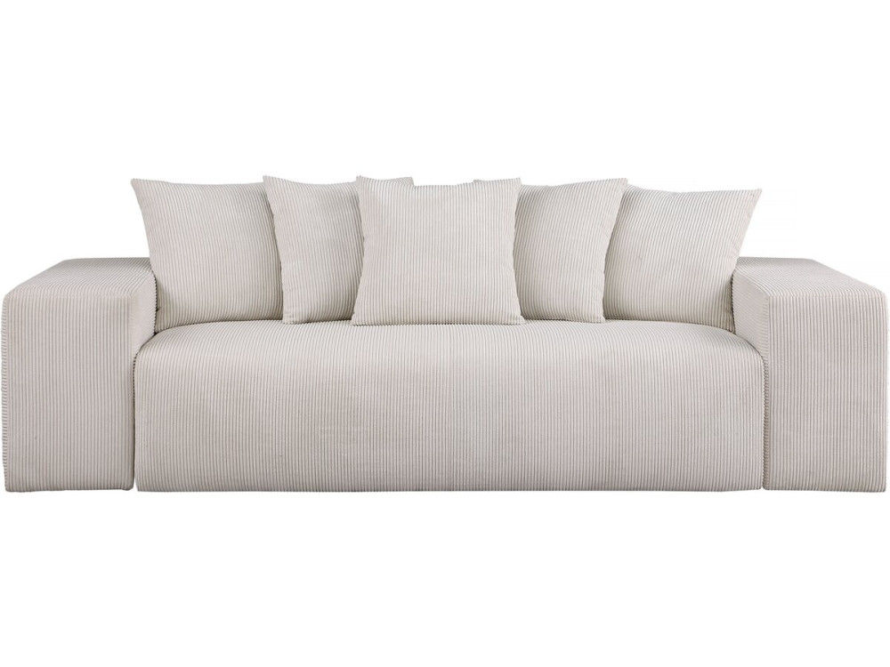 Rivoli 3-seater fixed corduroy sofa - Beige