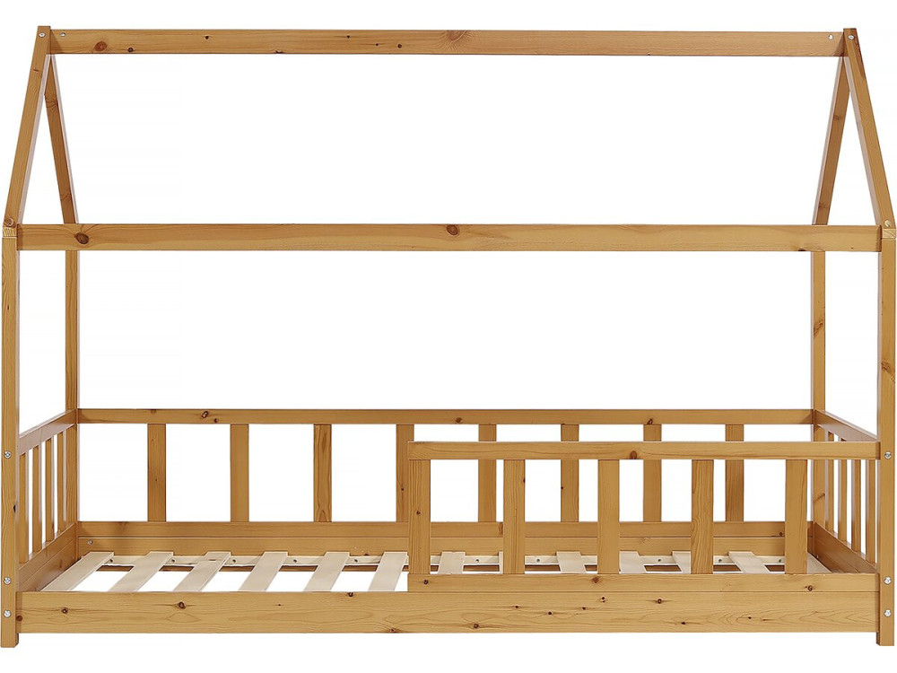 Mila" children's wooden hut bed - 90 x 190 cm - Brown