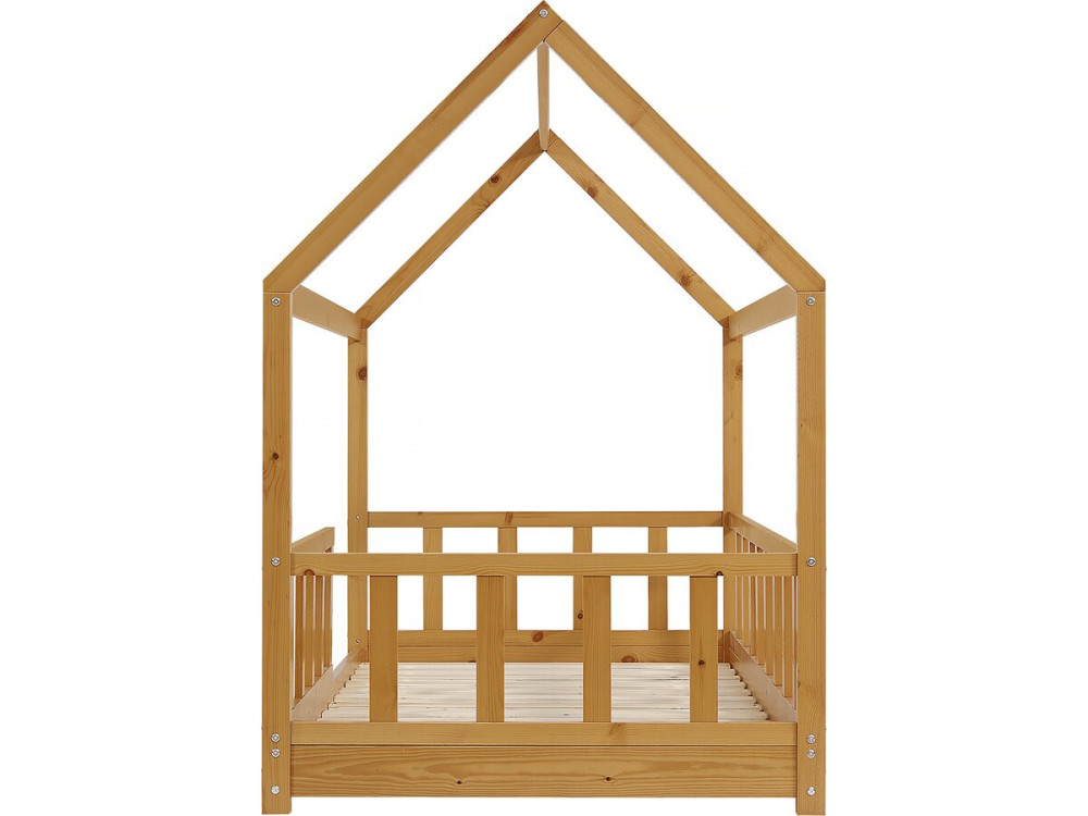 Mila" children's wooden hut bed - 90 x 190 cm - Brown