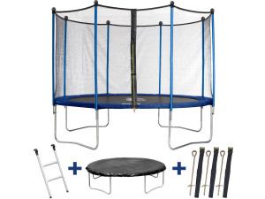 Trampoline 'Happy' - Ø 3.65 m m - with net + ladder + cover + anchoring kit