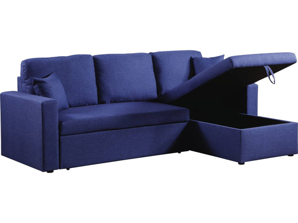 Convertible corner sofa "Alain" with storage space - 221 x 145 x 85 cm - 3 seater-sofa - Blue
