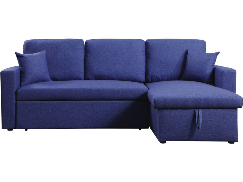 Convertible corner sofa "Alain" with storage space - 221 x 145 x 85 cm - 3 seater-sofa - Blue