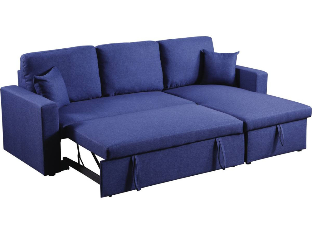 Convertible corner sofa "Alain" with storage space - 221 x 145 x 85 cm - 3 seater-sofa - Blue