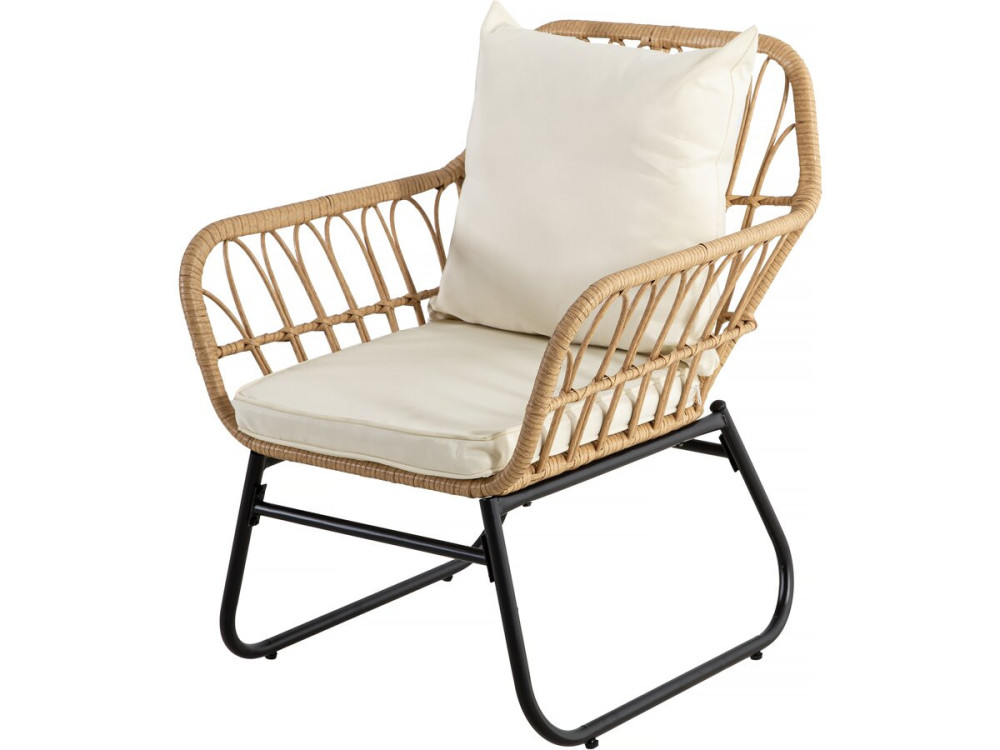 Melo rattan garden furniture - 4 people - Black/Bamboo