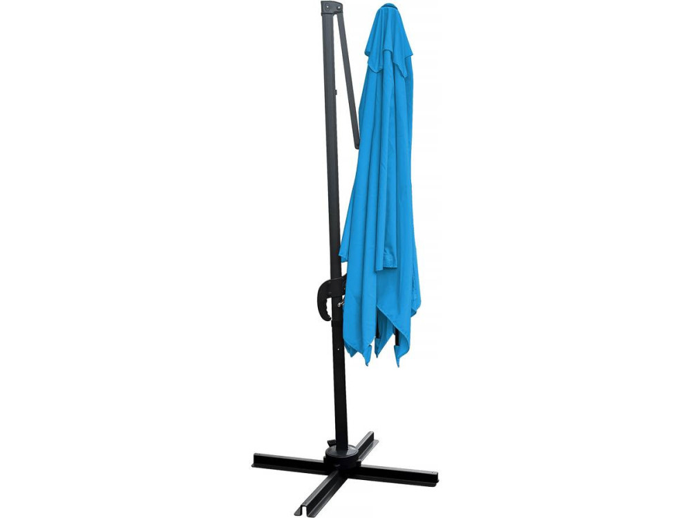 Hanging garden parasol with portable base "Soleil" - Square shape -  2.5 x 2.5 m - Blue + Base stand