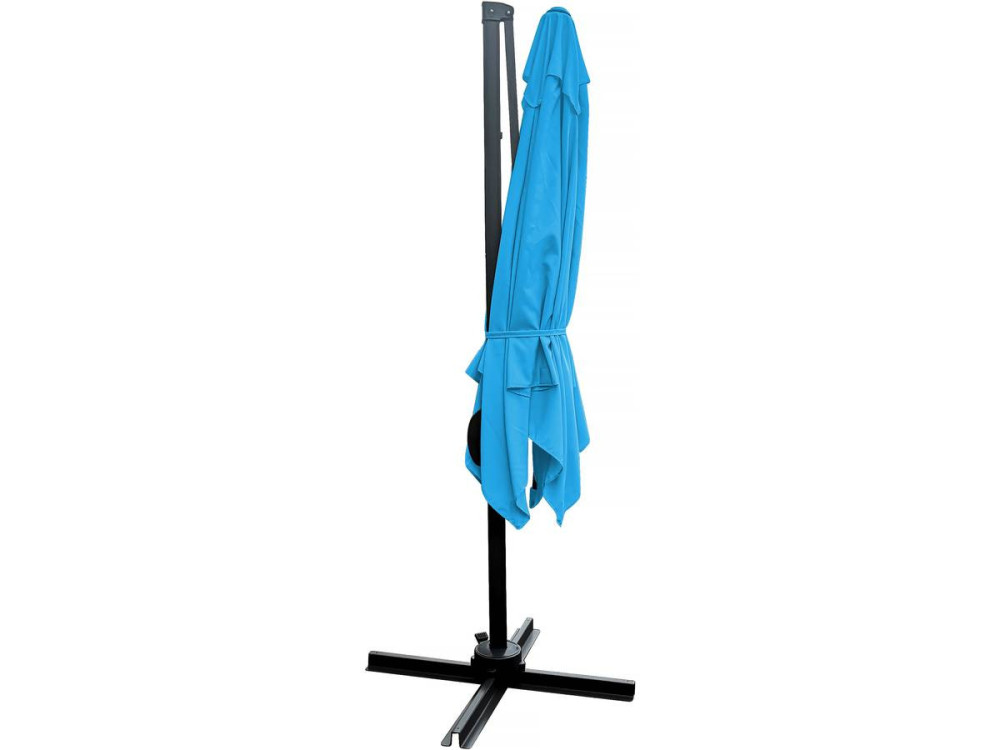 Hanging garden parasol with portable base "Soleil" - Square shape -  2.5 x 2.5 m - Blue + Base stand
