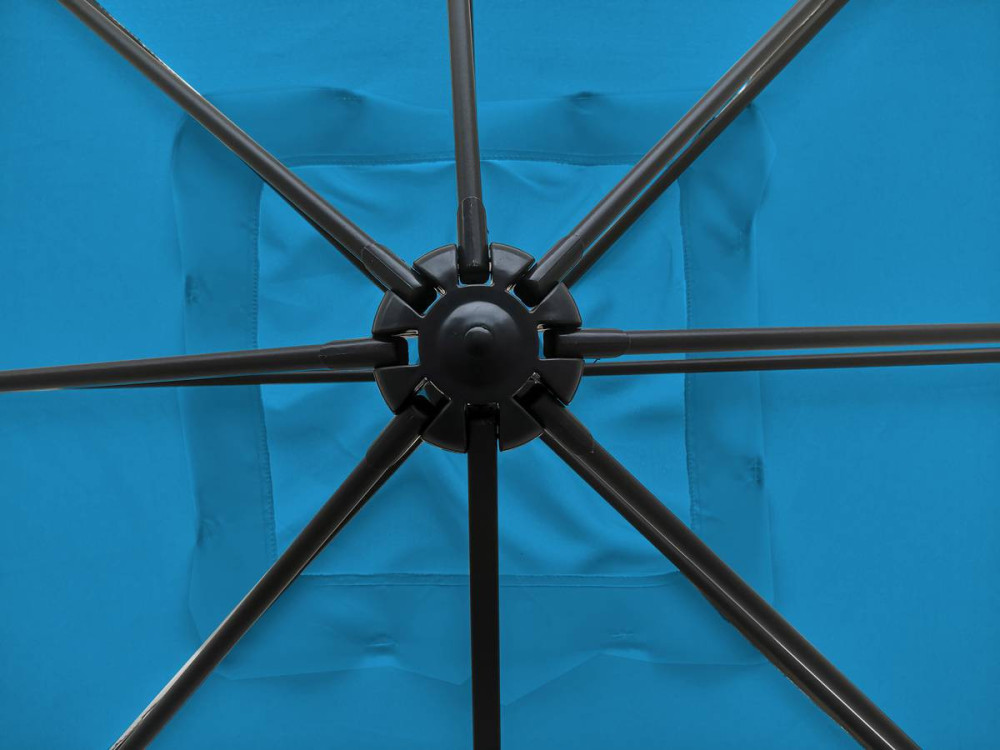 Hanging garden parasol with portable base "Soleil" - Square shape -  2.5 x 2.5 m - Blue + Base stand