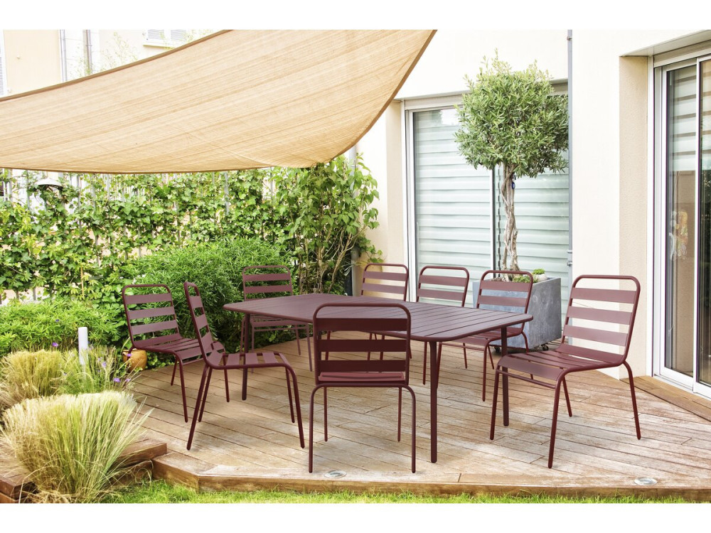 "Bilbao" metal garden furniture set - 8 seats - Terracotta