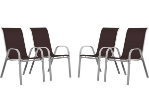 "Cordoba" Textilene garden chair - Phoenix - Beige- Pack of 4