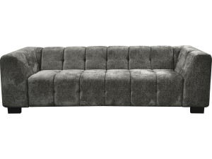 3-seater "Foch" straight design sofa in chenille fabric - Grey