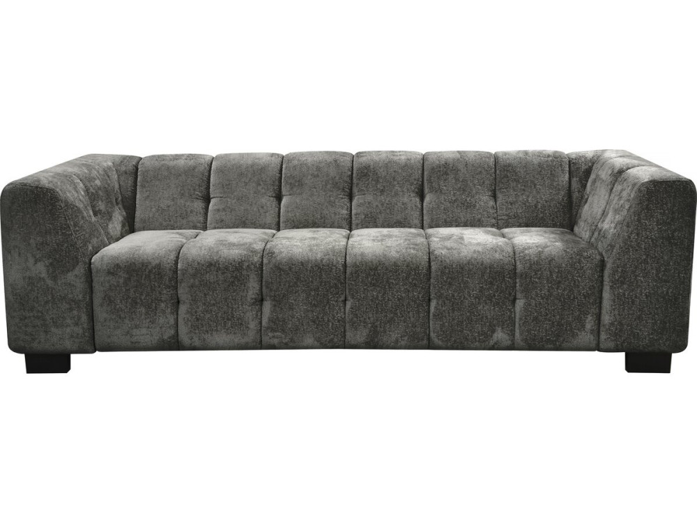 3-seater "Foch" straight design sofa in chenille fabric - Grey
