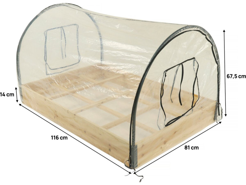 Wooden vegetable patch 116 x 81 x 67.5 cm "Muscari" - with greenhouse cover