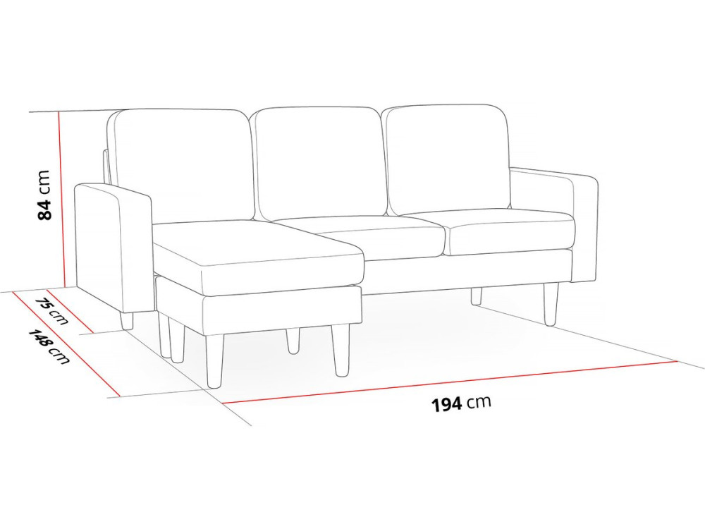 Reversible corner sofa "Gabby" in fabric - 3-seater sofa - Beige