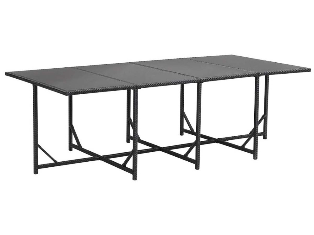 Outdoor Garden Furniture in Woven Wicker - Chicago 8 - "Atlanta" - Black - Table and 8 Armchairs - Waterproof cushions with remo