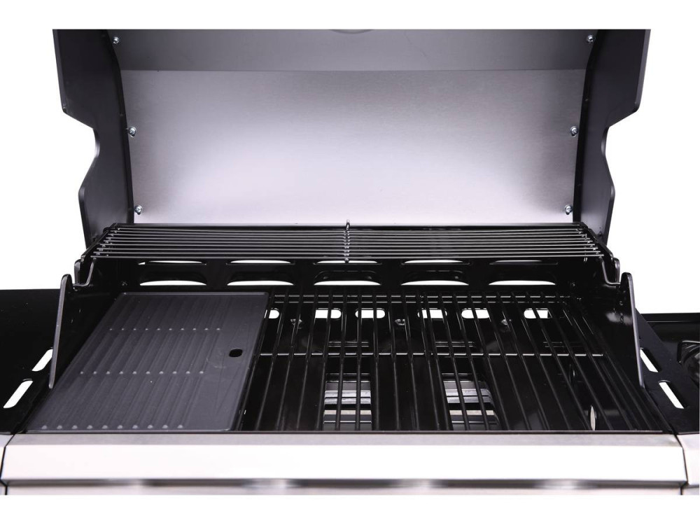 Gas barbecue with LED "Bingo 4" - 4 burners including 1 lateral - 14kW + Protective cover - Black