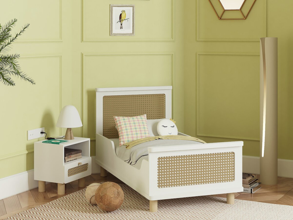 Ochna" children's bed - 70 x 140 cm - Matt white