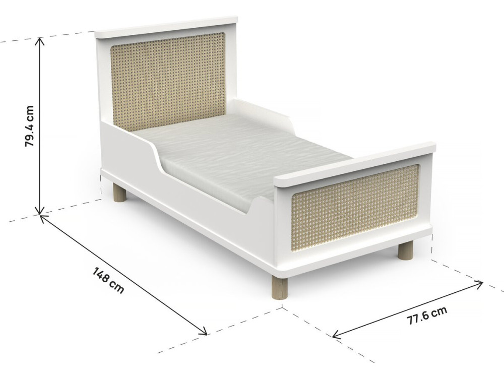 Ochna" children's bed - 70 x 140 cm - Matt white