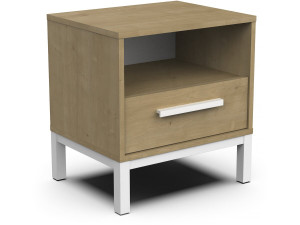 Craft" bedside table - Wood - 1 drawer - Brown/white