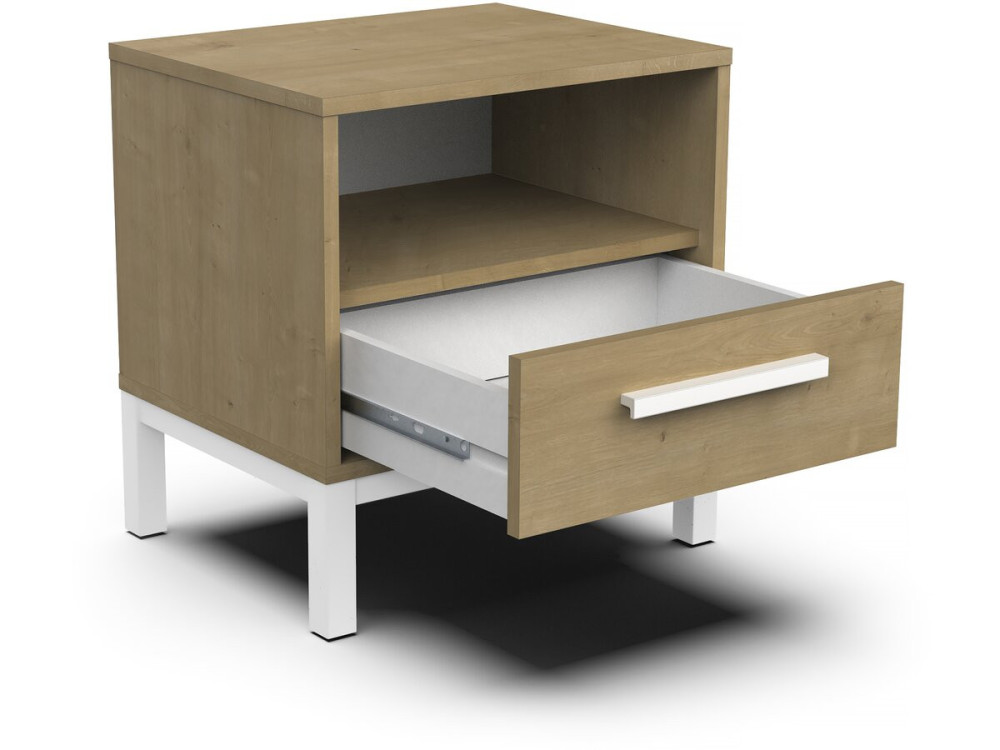 Craft" bedside table - Wood - 1 drawer - Brown/white