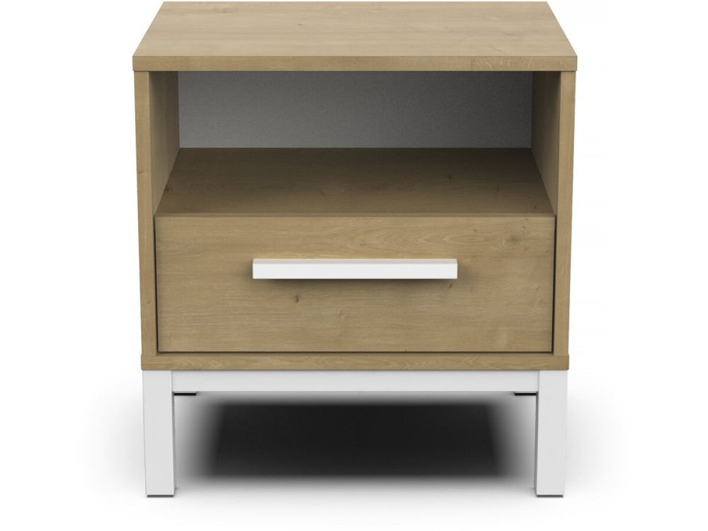 Craft" bedside table - Wood - 1 drawer - Brown/white