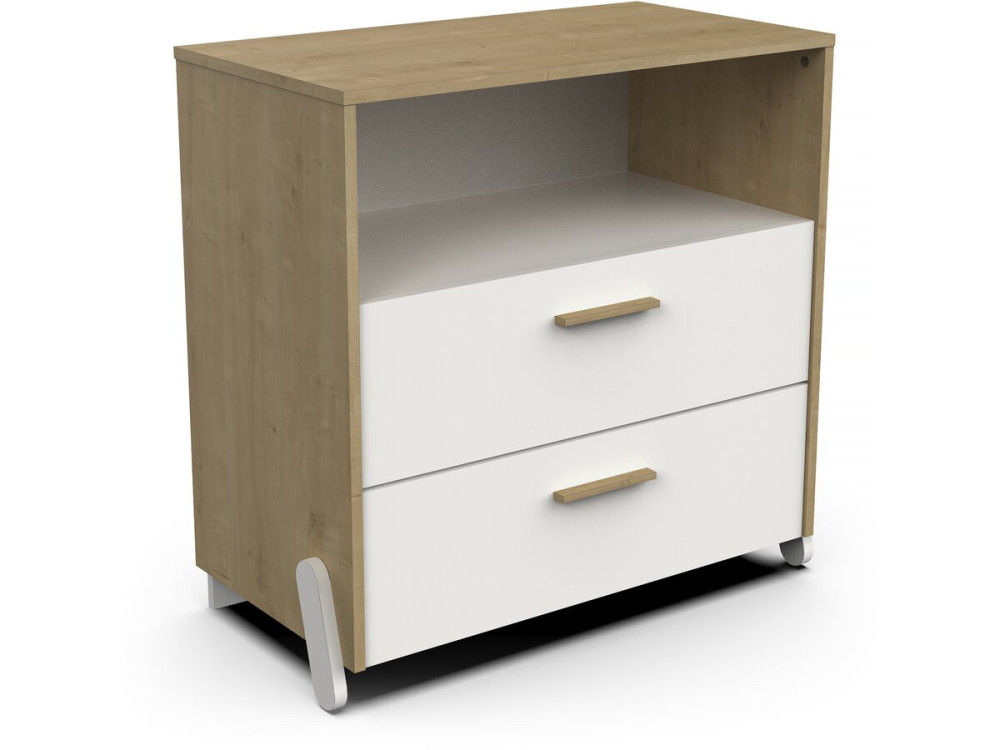 Naili" children's chest with 2 drawers and a niche - White