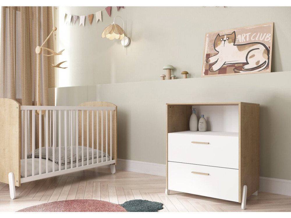 Naili" children's chest with 2 drawers and a niche - White