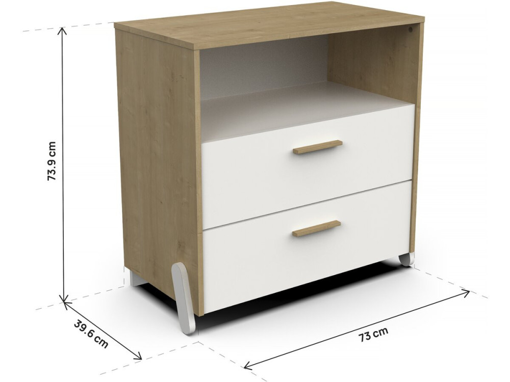 Naili" children's chest with 2 drawers and a niche - White