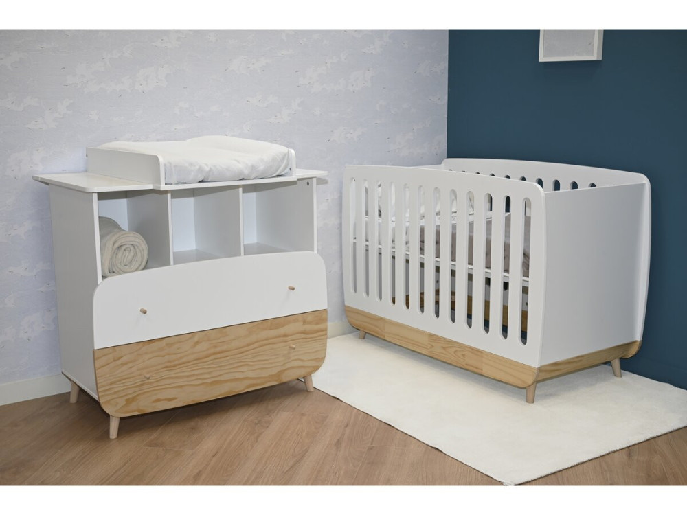 Firmiana" crib - 60 x 120 cm - Matt white