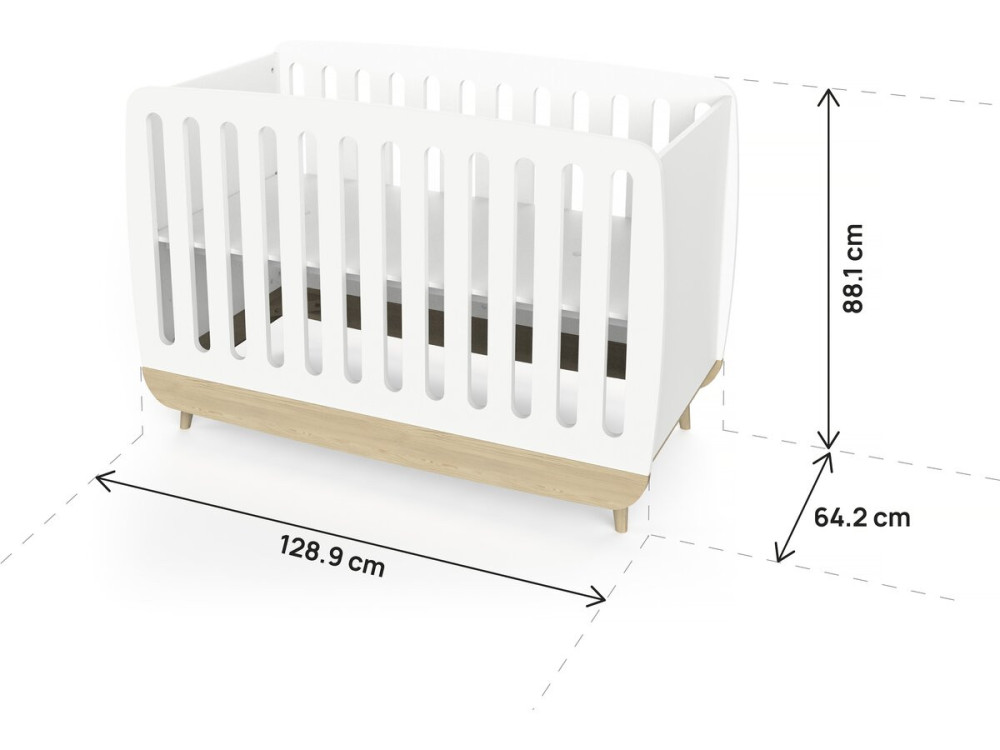 Firmiana" crib - 60 x 120 cm - Matt white