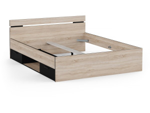 Michigan" wooden double bed - 160 x 200 cm - Beige