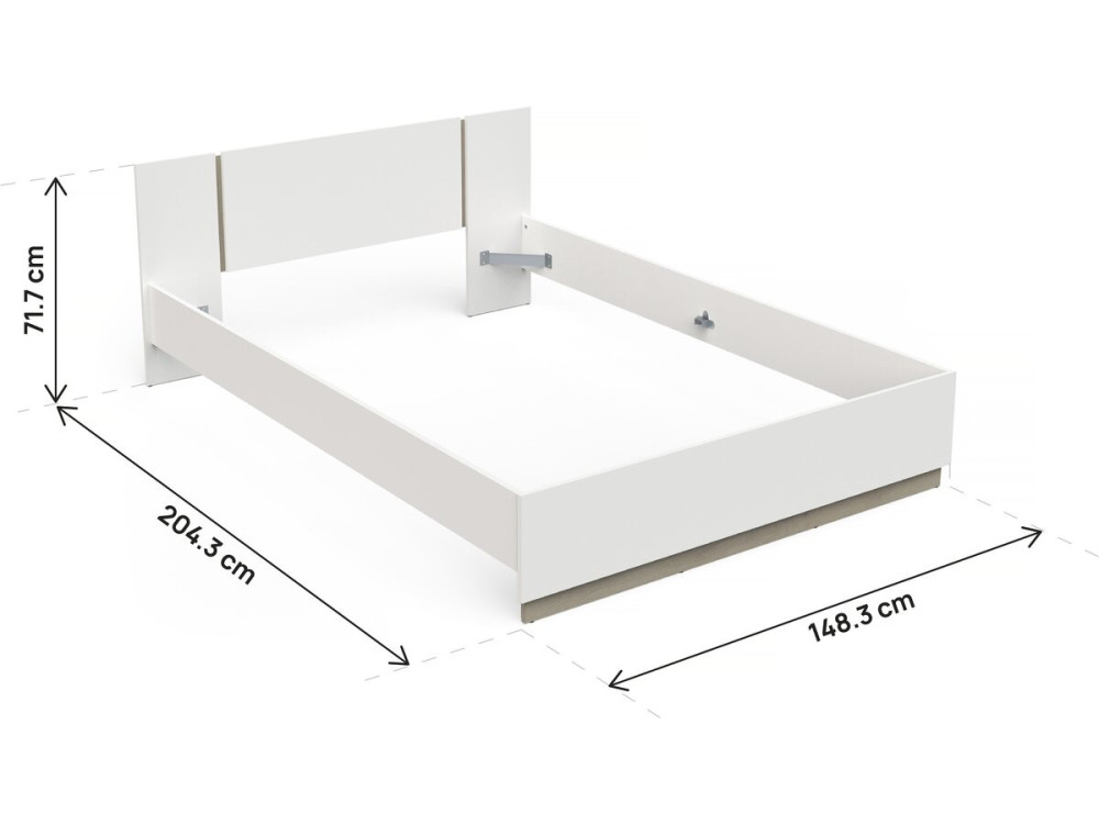 Watson" wooden double bed - 140 x 200 cm - White